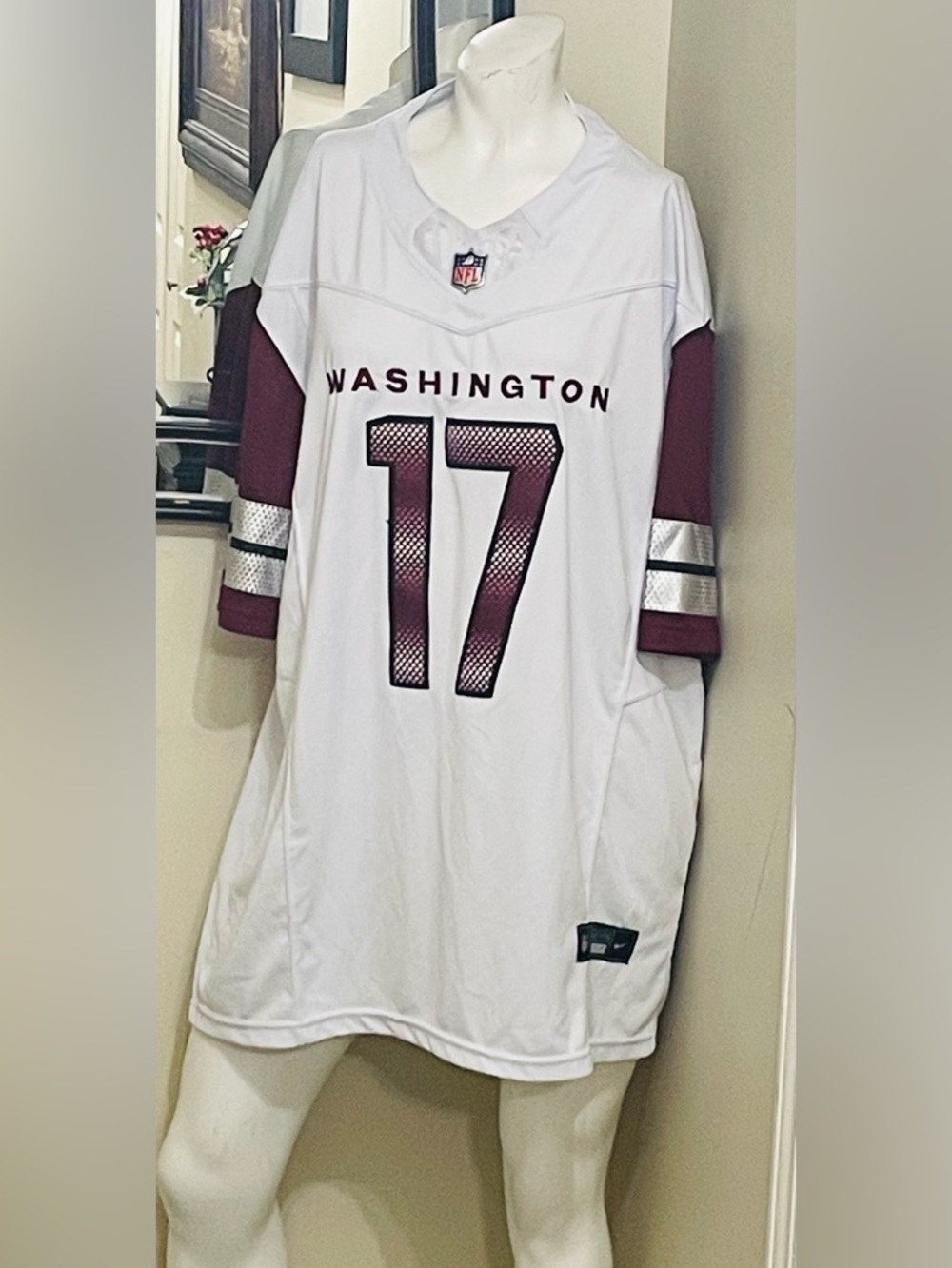 NFL White Jersey with Black Nike and NFL Patch Accents